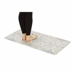Best Sale 💯 39" x 20" PVC Rustic Medallion Anti-Fatigue Kitchen Floor Mat - J&V Textiles Green 🥰
