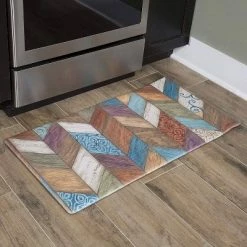 Outlet 🔥 J&V TEXTILES 39" x 20" PVC Rustic Chevron Anti-Fatigue Kitchen Floor Mat - J&V Textiles ⌛