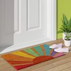 Cheap 😍 1'6"x2'6" Rainbow Sunshine Doormat - Sun Squad™ 🤩