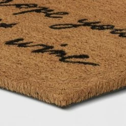 Buy 🥰 1'6"x2'6" Hope You Brought Wine Coir Doormat Tan/Black - Threshold™ 🧨