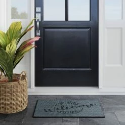 Budget ⌛ 1'6"x2'6" Welcome to Our Home Rubber Doormat Gray - Threshold™ 😉