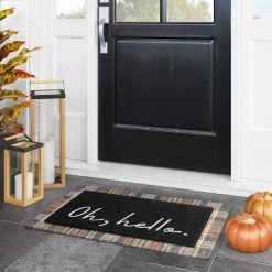 Top 10 💯 1'6"x2'6" Oh Hello Doormat Black - Threshold™ 🔔
