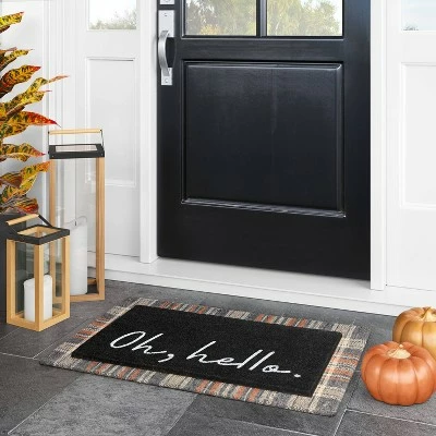 Top 10 💯 1'6"x2'6" Oh Hello Doormat Black - Threshold™ 🔔