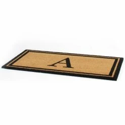 Hot Sale 🔥 The Lakeside Collection Lakeside Bordered Monogram Estate Coir Door Mat - Black and Gold Letter ✨