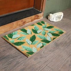 Best Pirce 🌟 Sunnydaze Decor Sunnydaze Indoor/Outdoor PVC and Coir Decorative Porch Entryway Doormat Rug - 17" x 29" - Green Leaves 🧨
