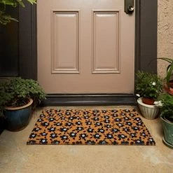 Promo 🧨 Juvale Floral Coir Door Mat Welcome Doormat Indoor Outdoor Nonslip Front Rugs 17"x30" 🔥