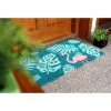 Best Sale 👍 Raj 1'6" x 2'6" Tufted Palm Leaves Flamingo Coir Doormat Blue/Pink 👍