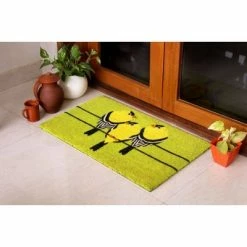 Best Sale ❤️ Raj 1'6" x 2'6" Tufted Goldfinch Coir Doormat Light Green 🎉