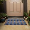 Outlet 🔔 Juvale Blue Buffalo Plaid Coir Door Mat Welcome Doormat Indoor Outdoor Nonslip Front Rugs 17"x30" 🧨