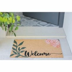 Top 10 💯 "Welcome" Floral Print Rectangle Doormat - Shiraleah 🎉