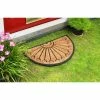 New ✔️ Raj 1'6" x 2'6" Molded Half-Round Rubber Coir Doormat Natural/Black 😍