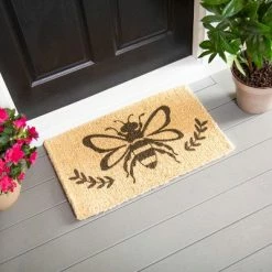 Best Pirce 🎁 Evergreen Honeycomb Bee Woven Indoor Outdoor Natural Coir Doormat 30 x 18" Multicolored 😉