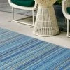 Best Pirce ✨ Juvale Plastic Straw Mat for Patio, Deck, Beach, Striped Outdoor Patio Rug, Blue, 6x9 ft 💯