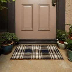 Coupon 👏 Juvale Black Buffalo Plaid Coir Door Mat Welcome Doormat Indoor Outdoor Nonslip Front Rugs 17"x30" 😍