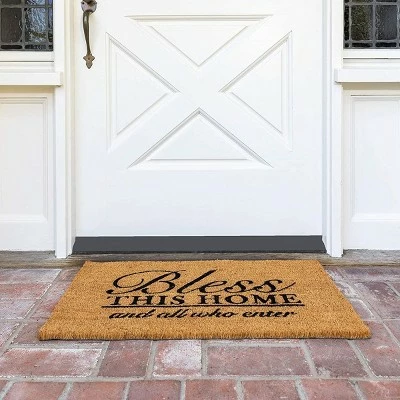 Best Sale π€© Juvale Blessed Welcome Home Front Door Mat, Natural Coir Rug for Entrance, 1'4"x2'4" βοΈ - Image 2