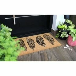 Best deal 😍 Raj 1'6" x 2'6" Tufted Four Feathers Coir Doormat Black/Natural ⭐