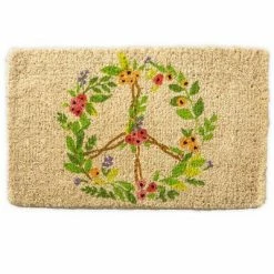 Discount 🧨 VivaTerra Floral Peace Sign Coir Mat 🎉