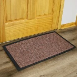 Best Sale 🧨 Sunnydaze Decor Sunnydaze Indoor/Outdoor Rubber and Polypropylene Nonslip Entrance Kitchen Mat Rug with Beveled Border - 18" x 30" - Brown Textured Lines ✔️