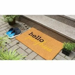 Cheapest 😍 Raj 1'6" x 2'6" Tufted Hello Sunshine Doormat Natural/Black/Yellow 🥰