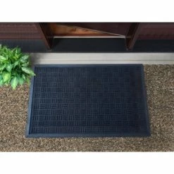 Discount 👏 Raj 2' x 3' Molded Patterned Rubber Doormat Black 🛒