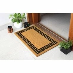 Budget 👍 Raj Tufted Greekey Bordered Doormat Black 🎁