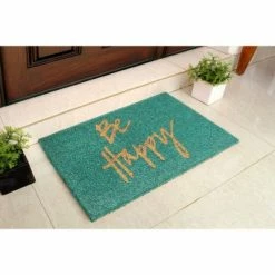 Budget ✨ Raj Tufted Be Happy Doormat Blue 🌟