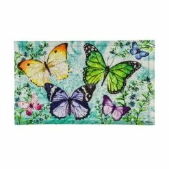 New 👍 Evergreen Butterfly Friends Embossed Indoor Outdoor Doormat 1'6"x2'6" Multicolored 😉