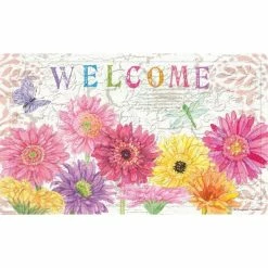 Buy ⭐ Evergreen Gerbera Daisy Welcome Embossed Indoor Outdoor Doormat 1'6"x2'6" Pink 🥰