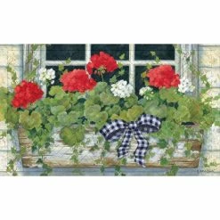Best Sale 😀 Evergreen Window Box Flowers Embossed Indoor Outdoor Doormat 1'6"x2'6" Green 🔥