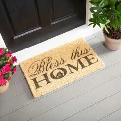 New 🌟 Evergreen Bless This Home Woven Indoor Outdoor Natural Coir Doormat 30 x 18" Multicolored 🎁