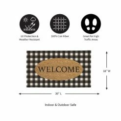 New ⭐ Evergreen Buffalo Check Welcome Woven Indoor Outdoor Natural Coir Doormat 30x18" Multicolored 😍