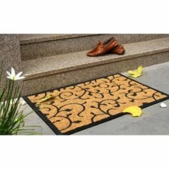 Buy 🤩 Raj 2' x 3' Molded Vines Rubber Coir Doormat Natural/Black 🔥