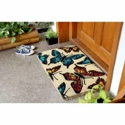 Deals 🎉 Raj 1'6" x 2'6" Handloom Woven/Printed Butterfly Coir Doormat 😀