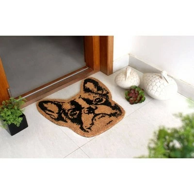 Best Sale ⌛ Raj 1'6" x 1'6" Tufted Terrier Head Coir Doormat Natural/Black 👍