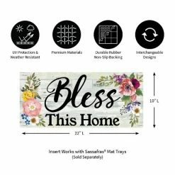 Outlet 👏 Evergreen Shiplap Floral Bless This Home Sassafras Indoor Outdoor Switch Doormat 1'10"x10" Off-White 🌟