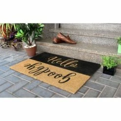 Wholesale 🔔 Raj Tufted Hello/Goodbye Reverse Doormat Black/Natural 🌟