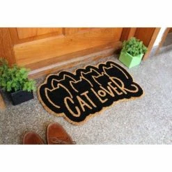 Discount 😍 Raj 1'4" x 2'4" Tufted Cat Lover Coir Doormat Black 🔔