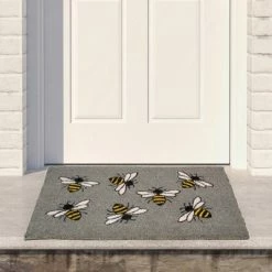Best Sale 🌟 Northlight Natural Coir Outdoor Rectangular Bumble Bee Doormat 18" x 30" 🧨