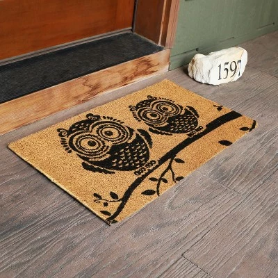 Budget ๐ Sunnydaze Decor Sunnydaze Indoor/Outdoor PVC and Coir Decorative Porch Entryway Doormat Rug - 17" x 29" - Black/Tan Owl ๐