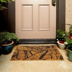 Cheapest 😍 Juvale Boho Themed Leaf Coir Door Mat Welcome Doormat Indoor Outdoor Nonslip Front Rugs 17"x30" 💯