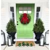 Outlet 😀 Raj 1'6" x 2'6" Tufted 🎅 Christmas Topiaries Doormat Green/White/Natural 🎁