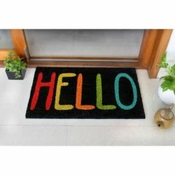 Hot Sale 🥰 Raj 1'6" x 2'6" Tufted Hello Doormat Black 🔔