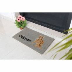 Top 10 💯 Raj 1'6" x 2'6" Tufted Cheetah Cat Coir Doormat Light Gray 👍