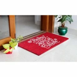 Coupon 👍 Raj 1'6" x 2'6" Tufted Baby It's Cold Outside Coir Doormat Red/White 🎉