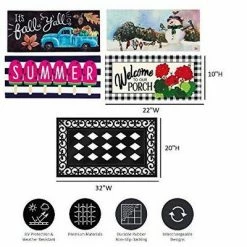 Budget 🎉 Evergreen Indoor Outdoor Doormat Bundle Set of 5 - Frame and 4 Welcome Seasonal Inserts Blue Truck Geraniums Snowmen Popsicles 🎉