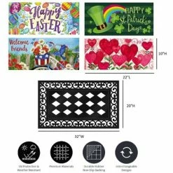Budget 😍 Evergreen Indoor Outdoor Doormat Bundle Set of 5 - Frame and 4 Holiday Seasonal Inserts Valentine's Day Easter 4th of July and St. Patricks 🔔