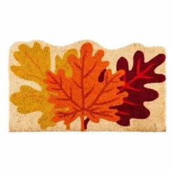 New 🎉 Evergreen Fall Leaves Shaped Indoor Outdoor Natural Coir Doormat 1'6"x2'6" Multicolored 🎉