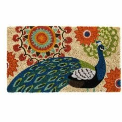 Brand new 👏 Evergreen Proud Peacocks Welcome Indoor Outdoor Coir Doormat 1'4"x2'4" Multicolored 🔥