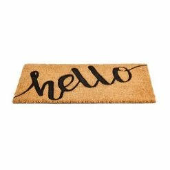 Cheap ❤️ Evergreen Hello Debossed Indoor Outdoor Natural Coir Doormat 1'4"x2'4" Brown 🧨