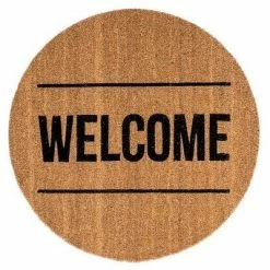 Brand new ❤️ 27.5" Round Coir "Welcome" Door Mat Natural - 3R Studios 🧨
